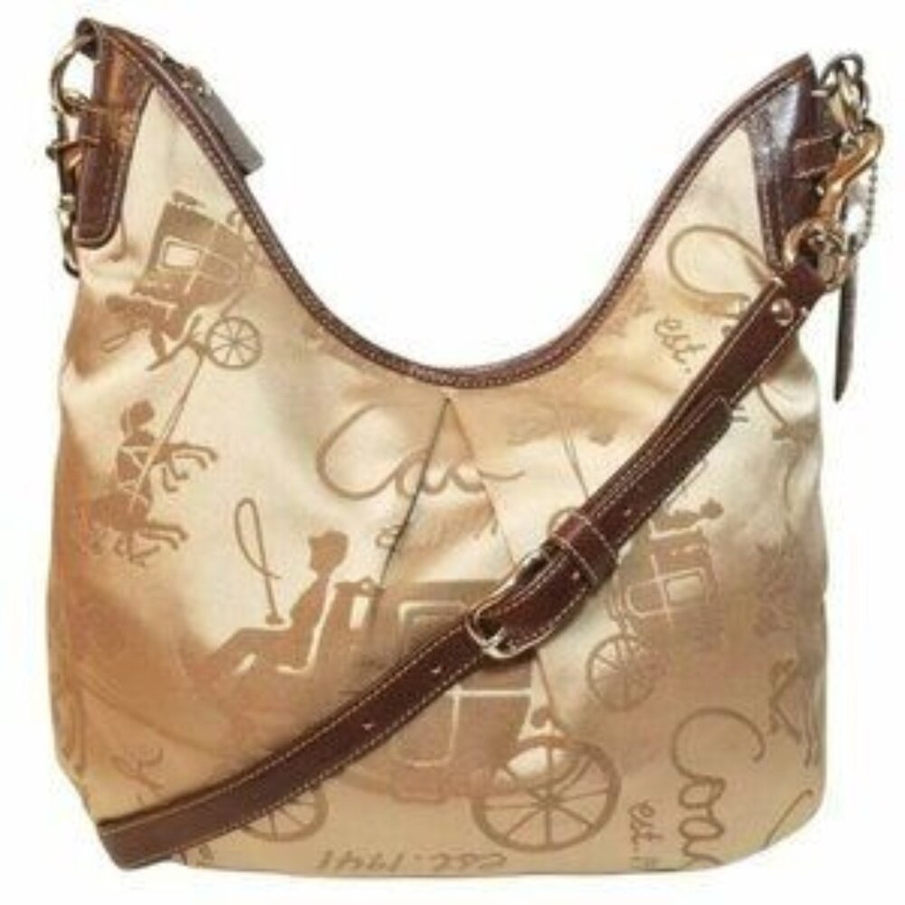 Euc Vintage Rare Coach Horse & Carriage Sateen Shoulder Bag Purse
